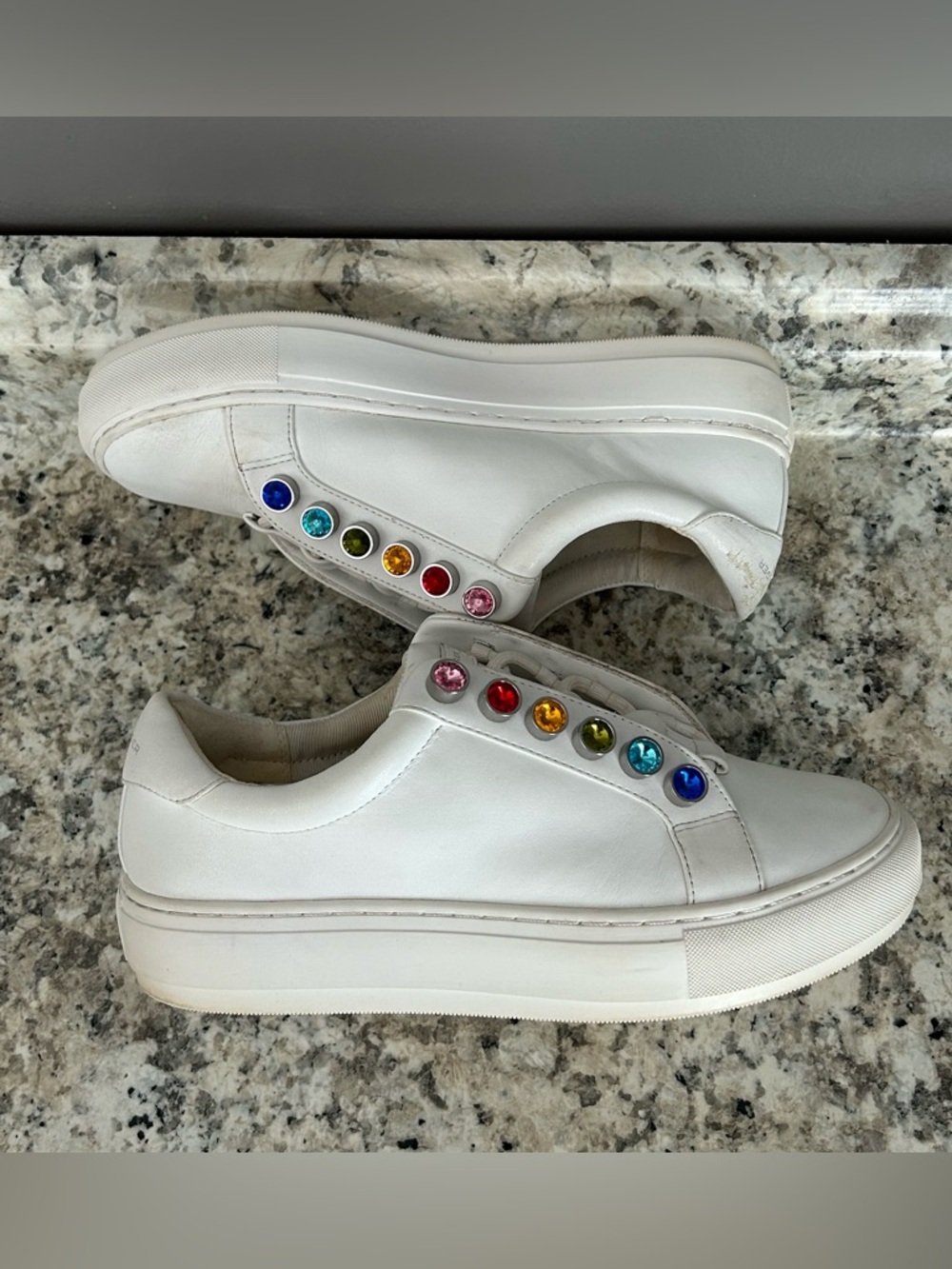 Kurt Geiger London Liviah White Leather Rainbow Crystals Chunky Sneakers Size 37 - Picture 6 of 14